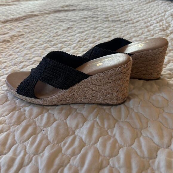 Tommy Bahama Women’s Black Wedge Vacation Boho Sandals Size 8M Note - Picture 4 of 5